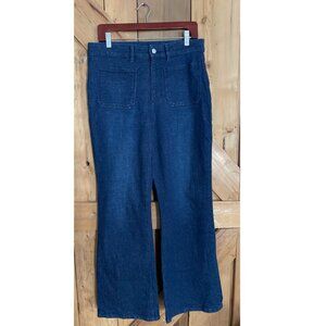 Ann Taylor Trouser Jeans High Rise Flared Wide Leg Women's 10 Dark Wash Stretch